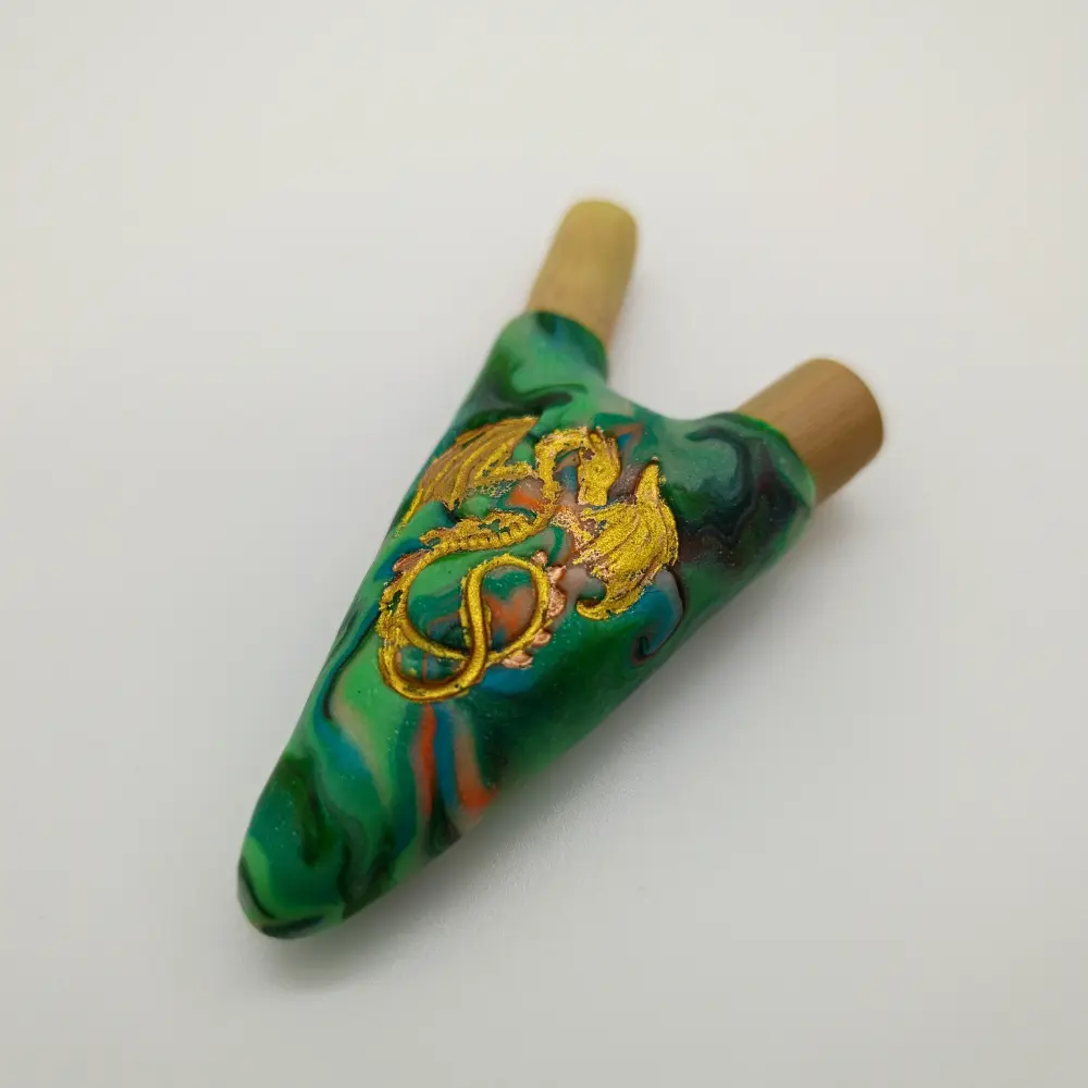 Трубка для Рапэ Курипи "Неоновый Дракон"